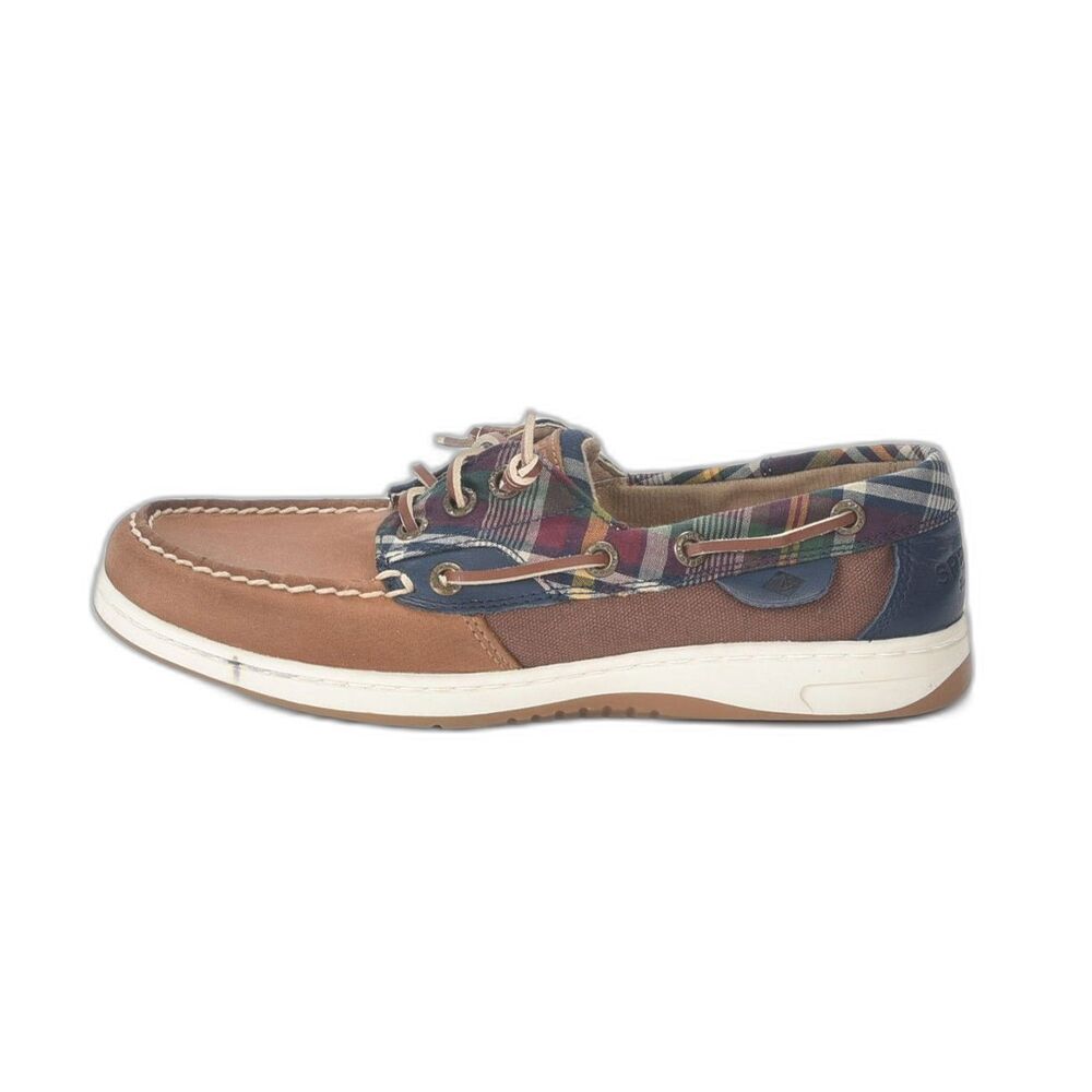 Sperry Rosefish Plaid 3 Hole Leather and Canvas Lace up Docksider Size 6.5